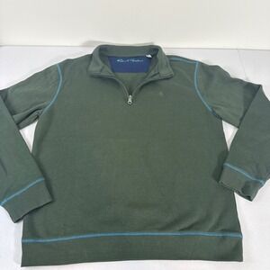Robert Graham Mens Classic Fit Quarter Zip Fleece Pullover Olive Green Size M